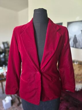 Joan Leslie Deep Red Velvet Jacket